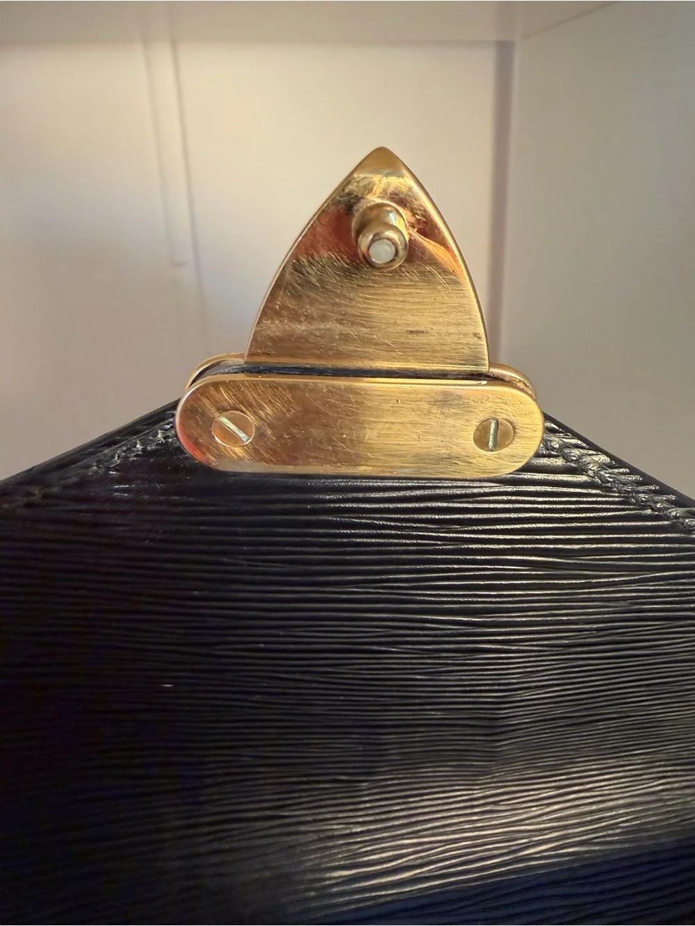 Louis Vuitton Black Epi Leather Clutch with Gold Chain